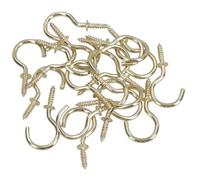 AB Tools 25mm Cup Hook Screws Picture Curtain Hangers Fasteners Brass Coated 20Pc