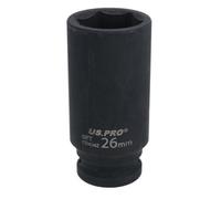 AB Tools 26mm 1/2In Drive Deep Metric Impact Impacted Socket 6 Sided Single Hex