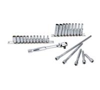 AB Tools 26Pc Ba Socket Set Shallow And Deep Sockets 6 Sided Extensions And Ratchet