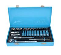 AB Tools 28Pc 3/8" Drive Metric mm Shallow + Deep Socket And Accessory Set 8 - 24mm