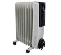 AB Tools 2Kw 9 Fin Slim Line Oil Filled Radiator Heater With Adjustable Thermostat White