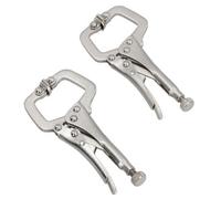 AB Tools 2Pc 4In Mini Locking C Clamp Fastener Welding Mole Grip Adjustable