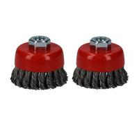 AB Tools 2Pc Professional 80mm Wire Twist Knot Cup Brush For 4-1/2" M14 Angle Grinders