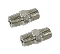 AB Tools 2Pk 1/8" Bsp Male To Male Air Line Hose Compressor Fittings / Connectors / Unions