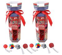 AB Tools 2Pk Cat Kitten Festive Christmas Cracker Gift Contains 4 Different Textured Balls