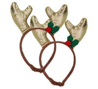 AB Tools 2Pk Dog Humorous Novelty Christmas Gold Antler Headband Small Xmas Gift