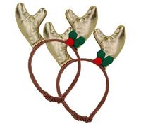 AB TOOLS 2PK Dog Humorous Novelty Christmas Gold Antler Headband Small Xmas Gift