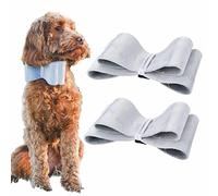 AB Tools 2PK Dog Puppy Velvet Festive Christmas Silver Bow Bow-Tie Easy To Attach