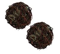 AB Tools 2PK Large Small Animal Rabbit Edible Gnaw Weave Ball Boredom Breaker Toy