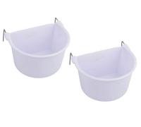 AB Tools 2Pk Large White Plastic Bird Feeder Primary Bird Food/water Cage Dish 11.5Cm