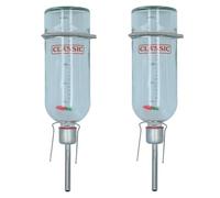AB TOOLS 2PK Small Animal Glass 750ml Chew Proof Water Bottle With Water Level Indicator