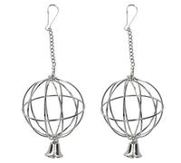 AB Tools 2PK Small Animals Rabbit Guinea Pig Hanging Fruit Grass Hay Treat Ball With Bell