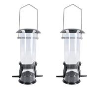AB Tools 2Pk Small Deluxe Bird Feeder Seed Holder Hanging Feeding Station For Wild Birds