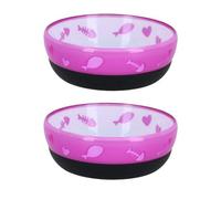 AB Tools 2Pk Small Purple Anti-Slip Purrfectly Cat Pet Dish Bowl Gift Size:11Cm/250Ml Capacity