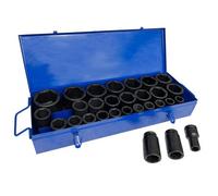 AB Tools 3/4In Drive Deep Metric Impact Impacted Socket Set 6 Sided 19mm-65mm 29Pc