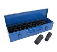 AB Tools 3/4In Drive Deep Metric Impact Sockets 6 Sided Single Hex 19mm - 36mm 18Pc