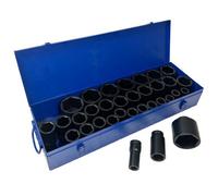 AB Tools 3/4In Drive Deep Metric Impact Sockets 6 Sided Single Hex 19mm - 65mm 33Pc