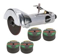 AB Tools 3" / 75mm Air Cut Off Cutting Tool Pneumatic Grinding Saw Cutter With 104 Discs