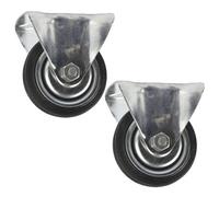 AB Tools 3" (75mm) Rubber Fixed Castor Wheels Trolley Furniture Caster (2 Pack) Cst01