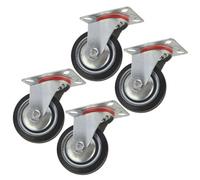 AB Tools 3" (75mm) Rubber Swivel Castor Wheels Trolley Furniture Caster (4 Pack) Cst02