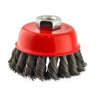 AB Tools 3" / 75mm Wire Twisted Knot Cup Brush M14 Thread 4-1/2 Grinder Rust Removal