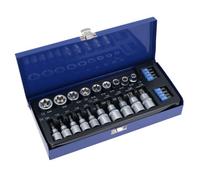 AB Tools 3/8" 1/2" Dr Torx / Star Socket And Socket Bit 27Pc Set E Type Tamperproof