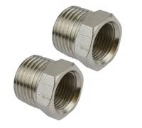 AB Tools 3/8" Bsp Male To 1/4" Bsp Female Threaded Adapter Hex Bush 2 Pack Ft079
