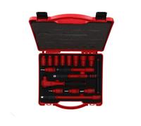 AB Tools 3/8" Drive Insulated Vde Tool Socket And Accessory Kit 16Pc Metric Hex + T Bar