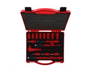 AB Tools 3/8" Drive Insulated Vde Tool Socket And Accessory Kit 16Pc Metric Hex + T Bar