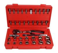 AB Tools 3/8" Drive Metric mm Shallow Socket And Accessory Kit Hex Torx Bits 36Pc