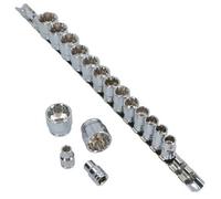 AB Tools 3/8" Drive Sockets Metric Shallow 8mm - 24mm 17Pc Set Te049