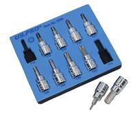 AB Tools 3/8" Drive Tamper Torx Star Bit Male Shallow Sockets T10 - T55 10Pc