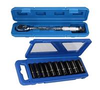 AB Tools 3/8” Drive Torque Wrench 19 - 110Nm with 8 Deep Impact Sockets 10 - 24mm