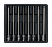 AB Tools 3/8In Drive Metric Extra Long Allen Hex Key Ball Ended Sockets 8Pc