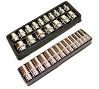 AB Tools 3/8In Drive Shallow And Deep Metric 6 Sided Single Hex Sockets 8mm To 21mm 31Pc