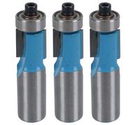 AB Tools 3 Pack Flush Bearing Guided Trim Router Bit 15mm Depth Cut Tool 1/2 Shank