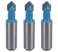 AB Tools 3 Pack Tct V Groover Router Cutter Cutting Bit 9.5mm D 90 Degree 1/2" Shank