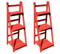 AB Tools 3 Shelf Tier Wooden Garden Planter Plant Display Rack Holder Flowers Herbs 2Pc