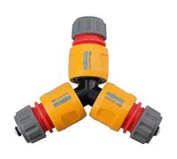 AB Tools 3 Way Garden Hose Pipe Connector Joiner + 3 Quick Release Fittings