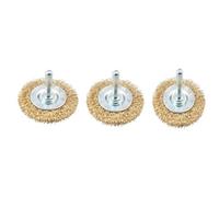 AB Tools 3 X 50mm Wide Flat Steel Wire Brush For Drills Brass Coated Rust Paint Remover