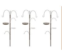 AB Tools 3 X Deluxe Wild Bird Feeding Station 4 Hangers, Feeder Tray, Plastic Bird Bath
