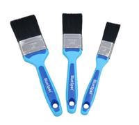 AB Tools 3 X Synthetic Paint Brush Painting + Decorating Brushes Rubber Grip Handle 1" - 2"
