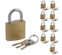 AB Tools 32mm Iron Padlock Security Lock Brass Finish With Hardened Steel Shackle 10Pc