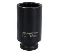 AB Tools 33mm Metric 1/2" Drive Deep Rear Hub Axle Nut Socket 12 Sided Bi-Hex