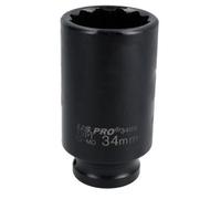 AB Tools 34mm Metric 1/2" Drive Deep Rear Hub Axle Nut Socket 12 Sided Bi-Hex