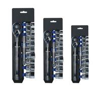 AB Tools 37Pc 1/4" 3/8" And 1/2" Metric Shallow Socket And Accessory Set 4mm - 24mm