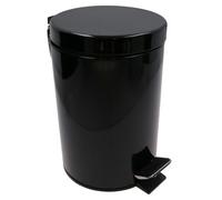 AB Tools 3L Waste Pedal Bin Black Kitchen Bathroom Office Metal House Rubbish Dustbin
