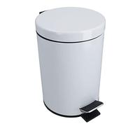 AB Tools 3L Waste Pedal Bin White Kitchen Bathroom Office Metal House Rubbish Dustbin