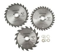 AB Tools 3Pc 150mm Tct Circular Saw Blades 16/24/30 Tpi & Adapter Rings Reducer