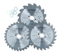 AB Tools 3pc 150mm TCT Circular Saw Blades 16/24/30 TPI & Adapter Rings Reducer TE866